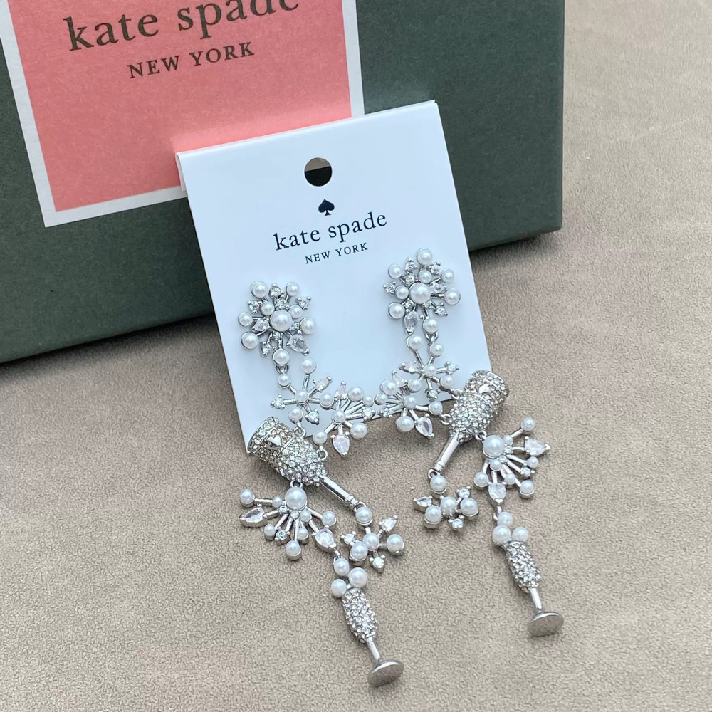 kate spade Silver Needle Diamond Flower Triangle Drop Tassel Earrings